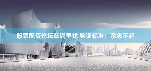 股票配资论坛在哪里找 验证标准：杂念不起